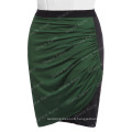 Grace Karin Stock Occident Womens High Stretch Splicing Pleated Hips-Wrapped Dark Green Short Pencil Skirt CL008929-1